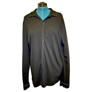 ROBERT BARAKETT BUTTON Up Vacation Pima Soft Luxury Black Cardigan SIZE XL